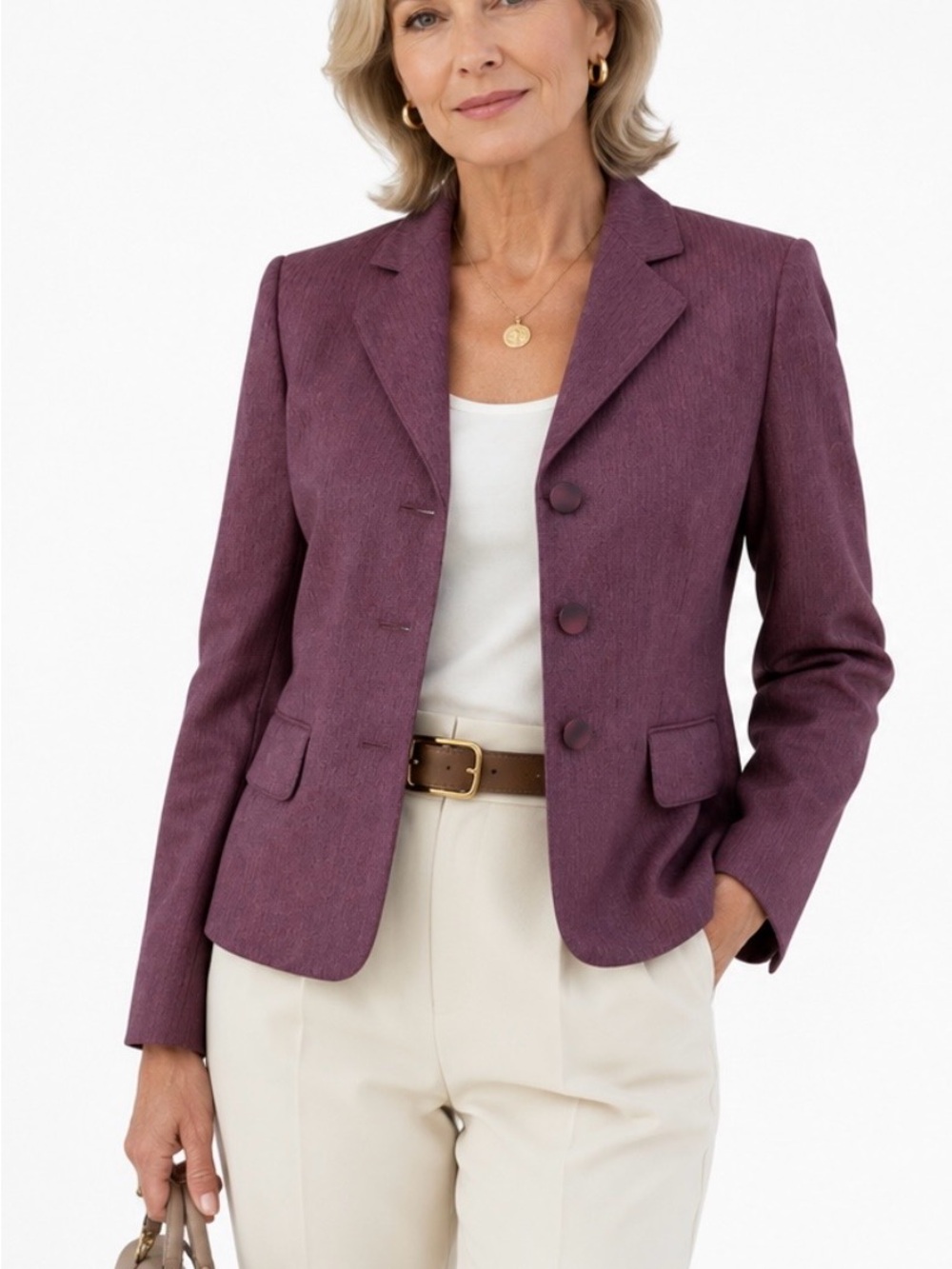 Evan Picone Plum Purple Tailored Blazer Size 10